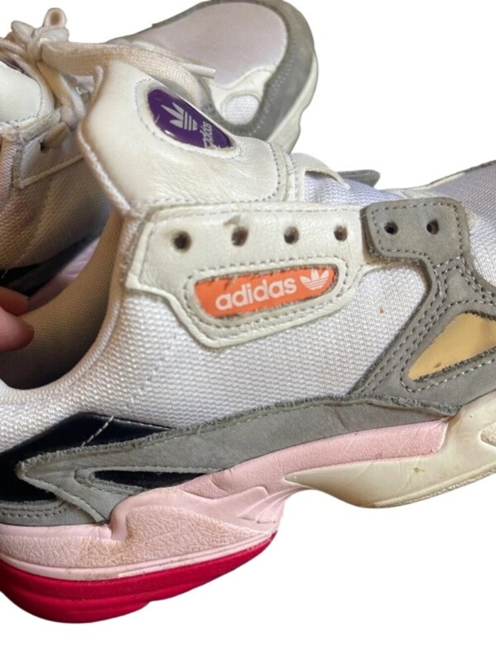 Adidas Originals Falcon White Grey Pink Chunky Sneakers CG6214 Women's Size 5 - Picture 14 of 16